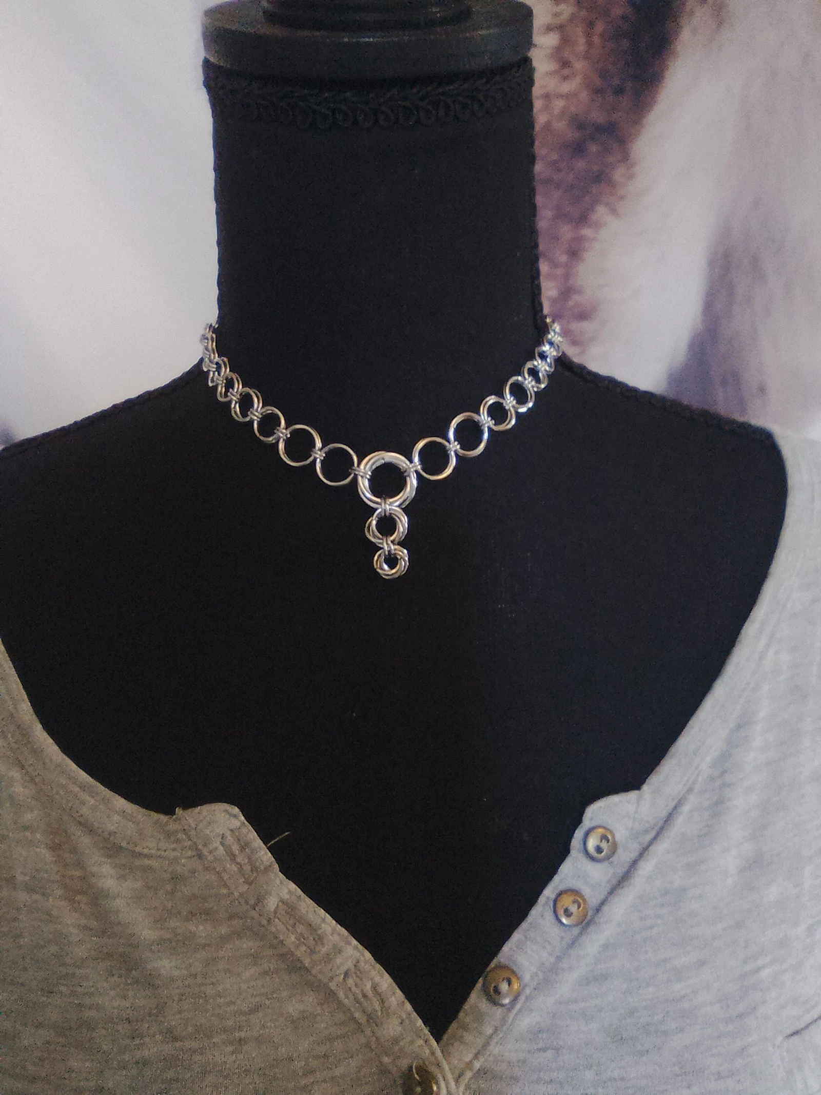 Collier chainmail japonais et mailles torsadées Style gothique 